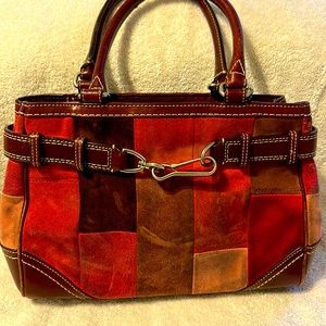 Vintage Coach unique red/pink leather/suede purse